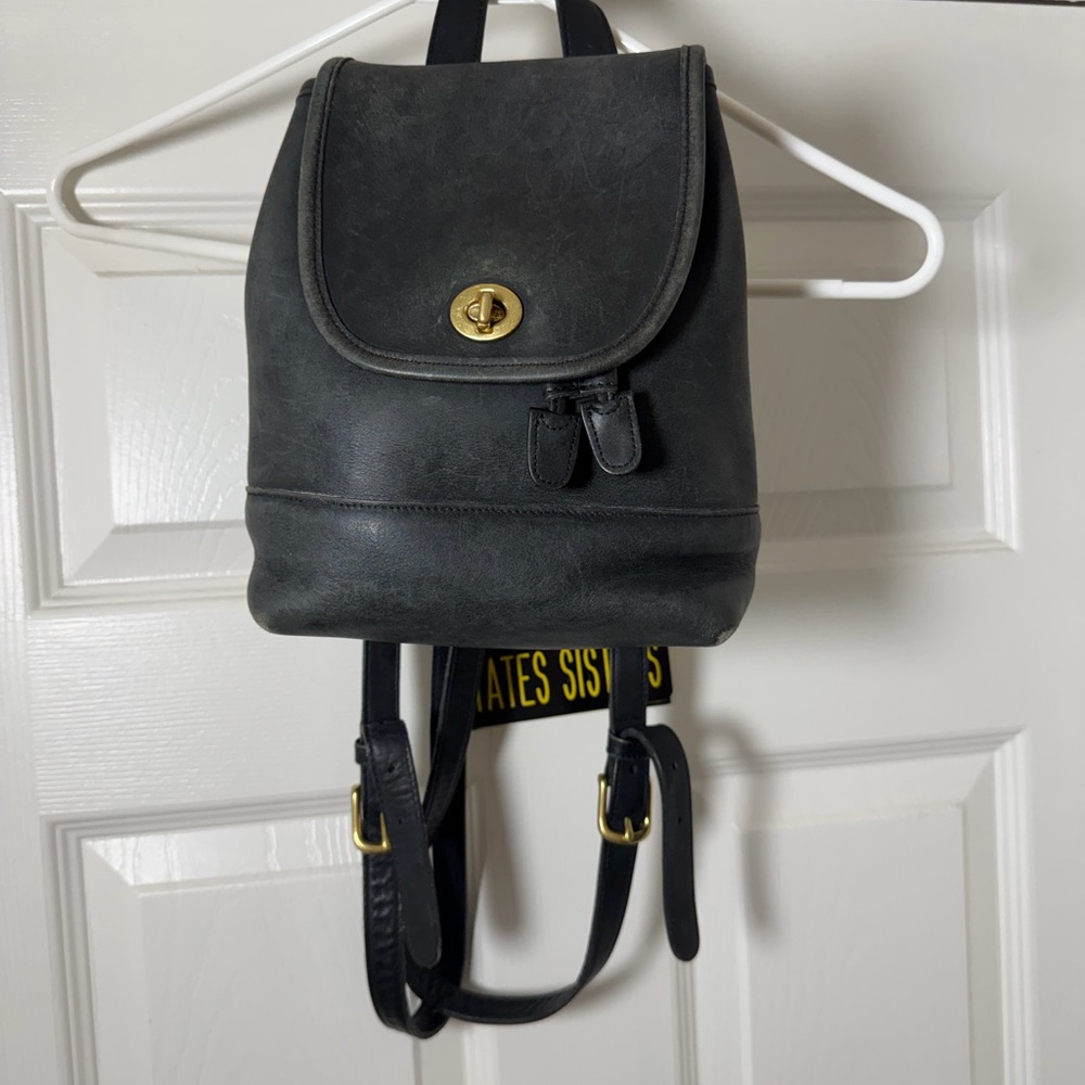 Coach Black Leather Backpack